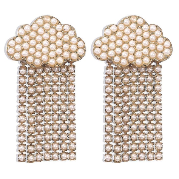 Øreringe Cloud Pearl Tassel Golden Geometric Eardrops Til Fødselsdagsgave