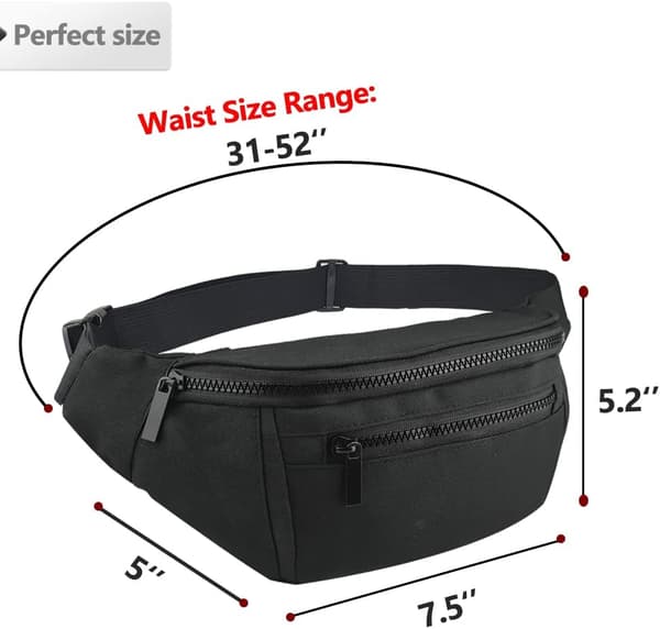 Mavetaske til mænd og kvinder (sort) Crossbody mavetaske til