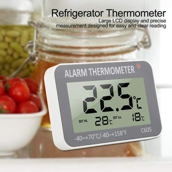 Kylskåpstermometer mäter från -40°C till 100°C +70°C Elektroniskt digitalt larm Frys Kyltermom