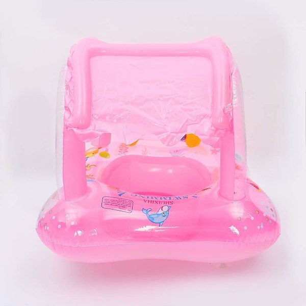 Baby Kid Sommer Oppustelig Pool Sæde Båd Type Tegneserie Klokke Med Solskygge Baldakin Svømme Ring Flyde Flydende Pool Legetøj Til Baby 6 Måneder-6 År Gammel