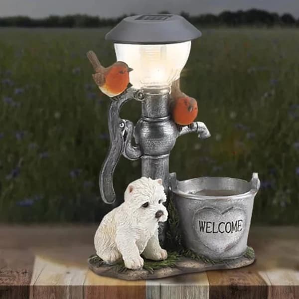 12*6cm Solcellelys Solhund Hagealv Dekorasjon
