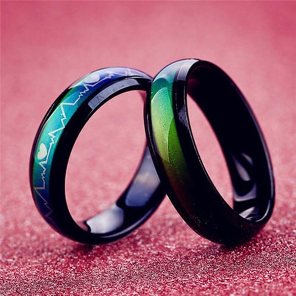 Snygg Ring i Rostfritt Stål med Tryckt Mönster - Unisex Rund Parring för Dejting US 7 Womens