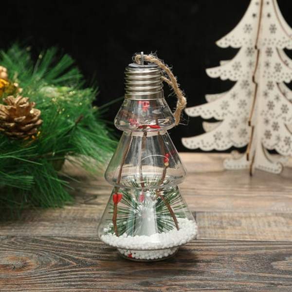 6-pakke klare LED-julekuler med hengende lys for juletre, bryllup, bursdag