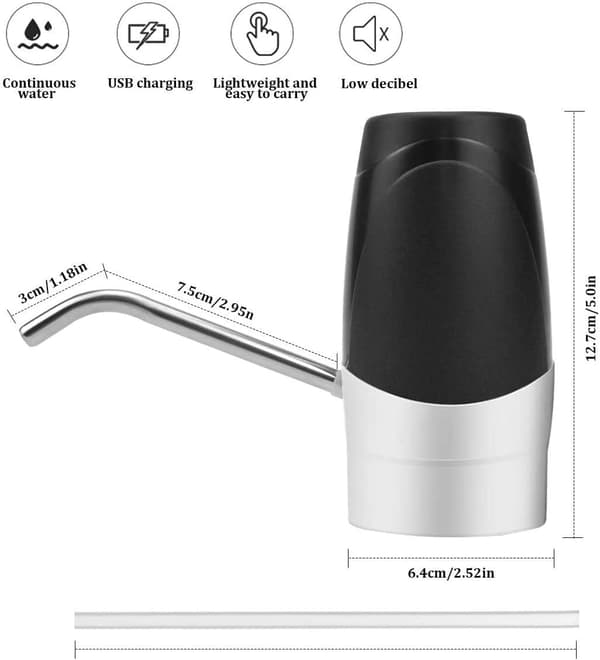 Vannflaske dispenser, USB-lade vannpumpe med