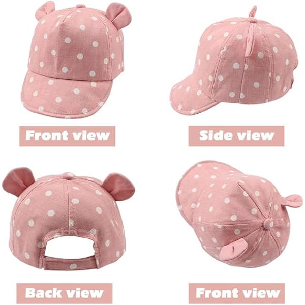 Justerbar Rosa Baseballkeps One Size Prickig Bomull Babyhatt