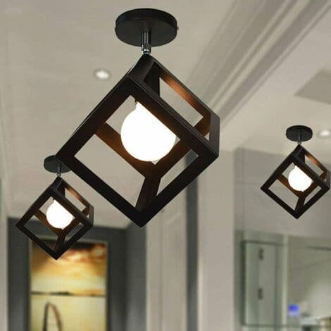 Industriel bur pendel sort jern loftslampe til stue soveværelse cafe bar restaurant - sort
