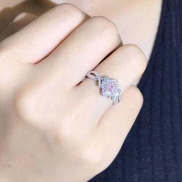 Ring Kvadratisk Kubisk Zirkonia All-Match Legering Brud Bröllop Rhinestone Fingerband För Kvinnor US 6