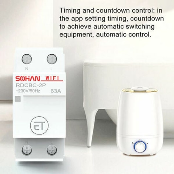 Husbåds Smart Wifi Afbryder Fjernbetjening Telefon App Stemmestyring Timerswitch, 1P(16-50A)