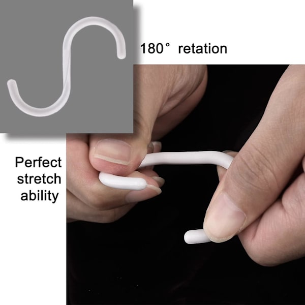 Piao 30-pack Duschdraperiringar Gardin C-ringar Hängare Badrumsdraperi Loop Clip Slide (transparent) White