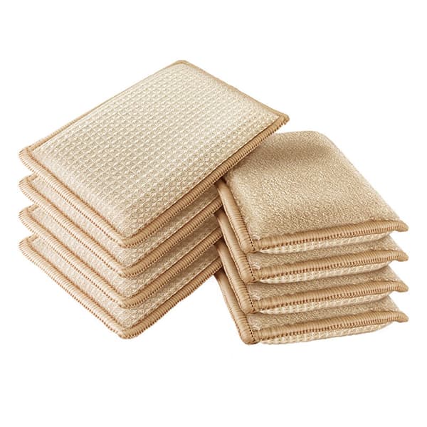 Brun 13x9cmX6stk/pak bambusfiber svampeklude til interiør, husholdning