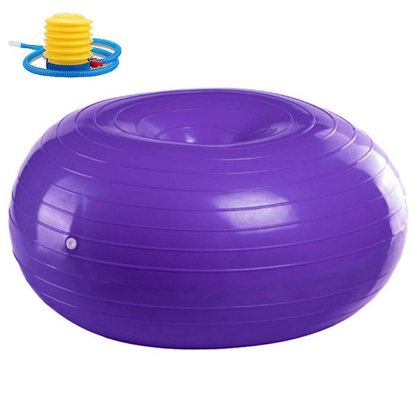 Donut-övningsboll, träning, core-träning, schweizisk stabilitetsboll för yoga, pilates och balansövningar i gym, kontor eller klassrum Purple