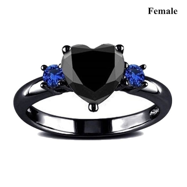 Populärt par romantiska parring mode smycken jubileum bröllop svart hjärta cubic zirconia ring set älskare gåva Male