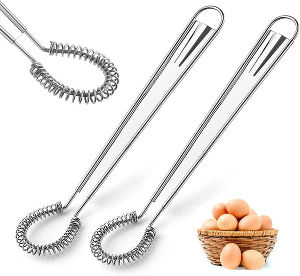 2-pakning Mini visper i rustfritt stål Fjærspoletråd Eggvisp,