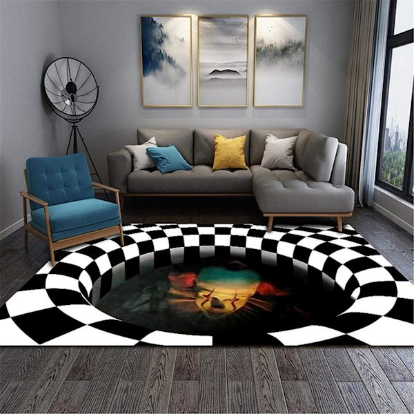 Halloween 3D Illusion Dörrmatta, Vortex Illusion Golvmatta Kvadratisk Matta 3D Visuell Illusion Matta För Vardagsrum, 3D Visuell Vortex Optisk Illusion Halkfri