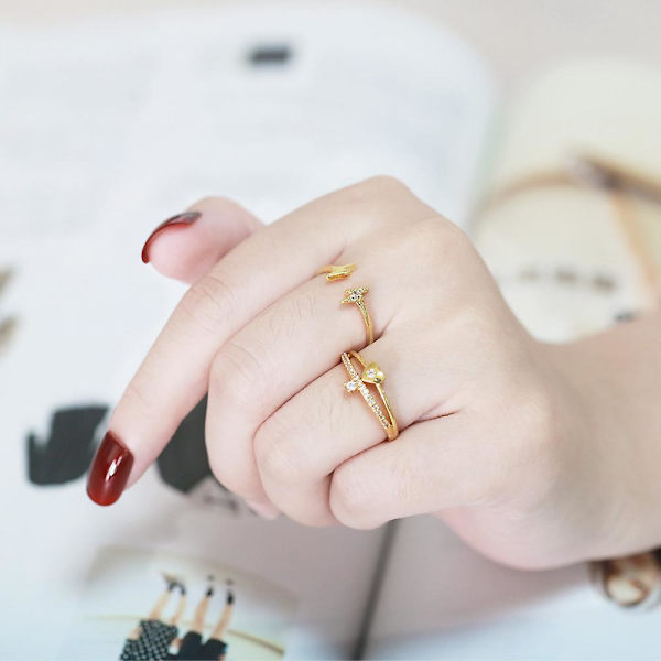 Ring Vintage Zirkon Metalliskt Element Mode Smycke Ac8679 C