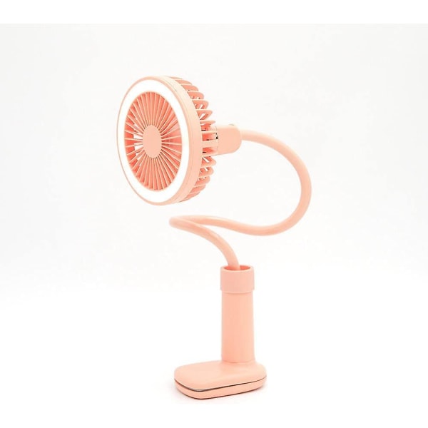 2 i 1 Mini Bordventilator Clip Slangeholder Led Lys Makeup Lampe Usb Ladeventilator til hjemmekontor