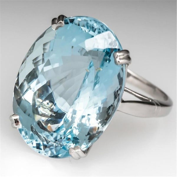 Glitter Oval Cut Rhinestone Innlagt Ring Brude Bryllup Engasjement Smykker Gift White US 10