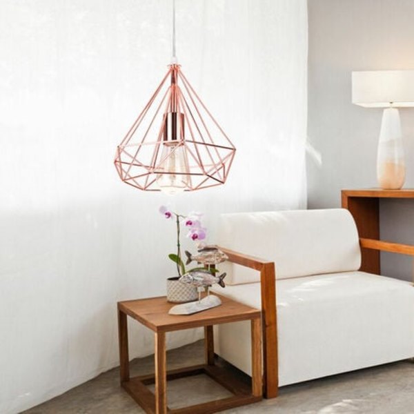 Pendellampe Industrielt Retro Loftlampe 3 Lys Diamantformet Metal Chandelier Pendellampe til Stue