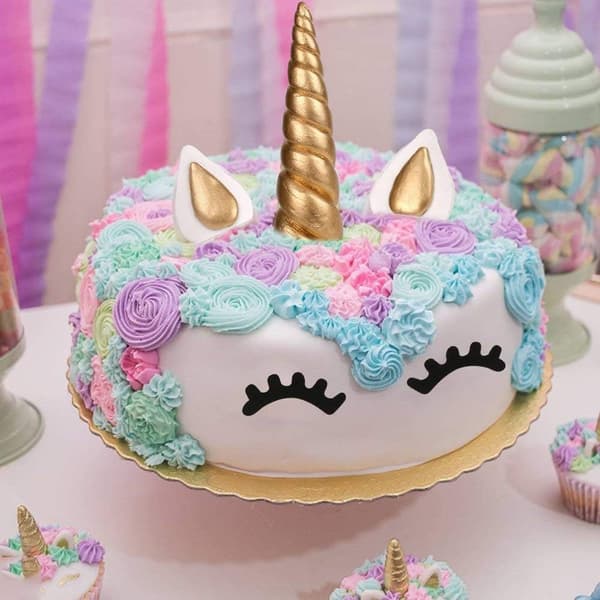 Kakepynt, Gyllen Enhjørning Bursdagskake/Kake Topper,
