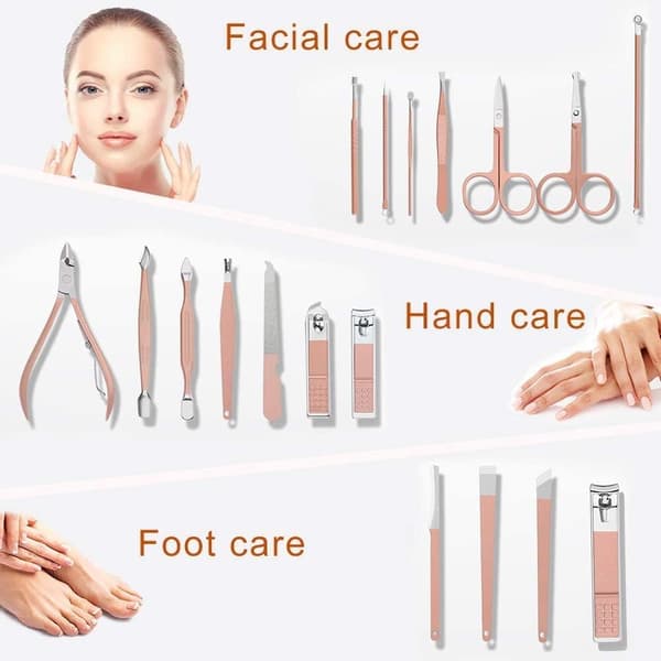 18 stk. negleklippersæt i rustfrit stål, professionel manicure