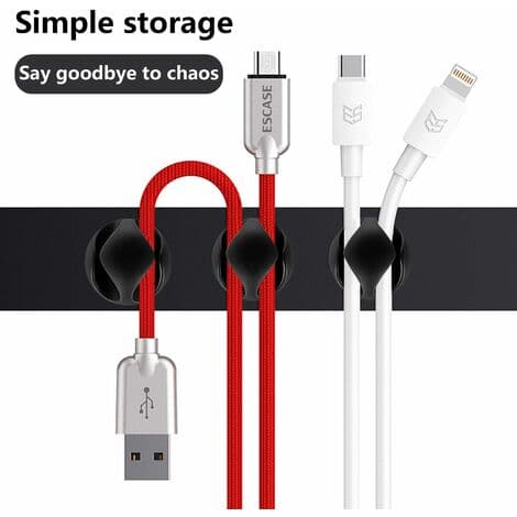Kabelclips, 10 stk. kabelholdere og kabelbindere i silikone, skrivebordskabelopbevaring til opladerledninger, computer, mus