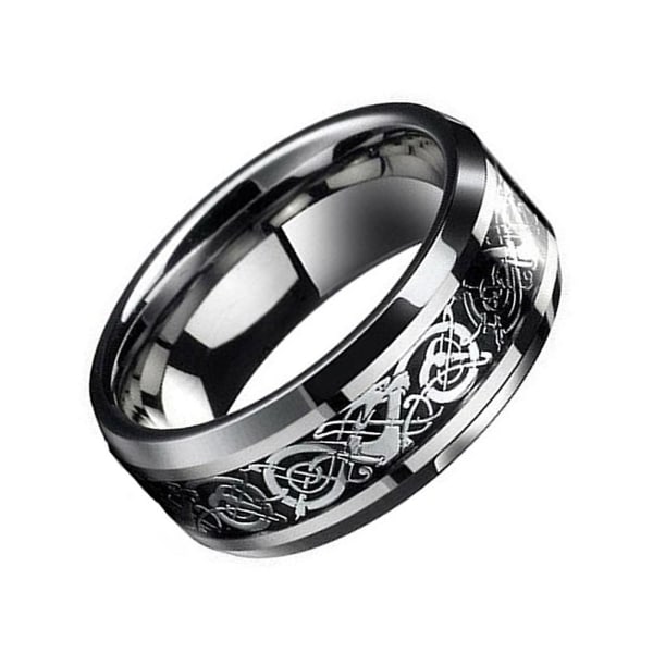 Mode til mænd til kvinder Punk Celtic Dragon Titanium stål bryllup band ring smykker Size 11