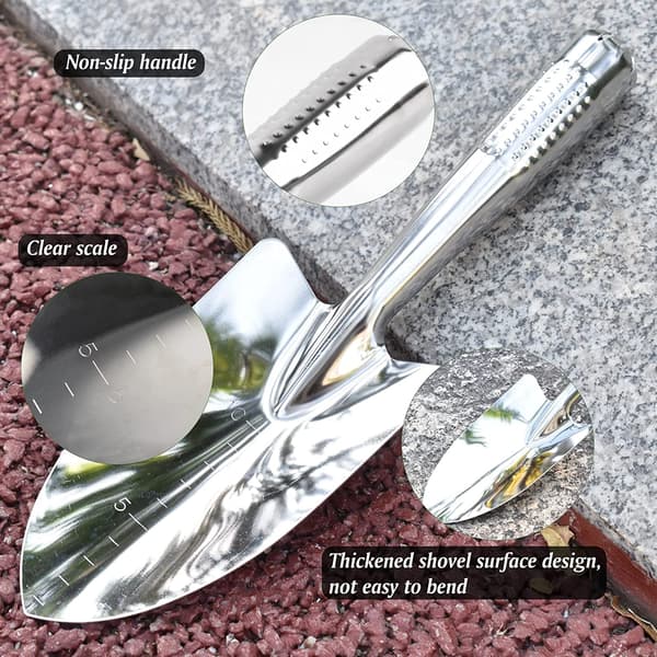 Håndspade for hagearbeid, spade i rustfritt stål for hagearbeid, for planting, omplanting, luking, graving V