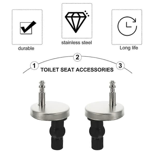 2 sæt toiletsædehængsel Toiletsædeskruehængsler Bolt Quick Release Hinge 8X4.5CM Sølv