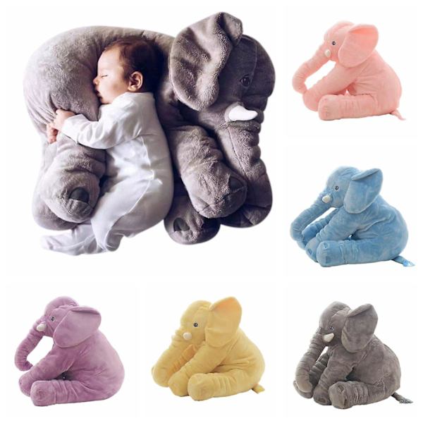 Stor blød sød pude plys udstoppet elefant dyr legetøj børn gave 16\" & 24\" Grey 40cm
