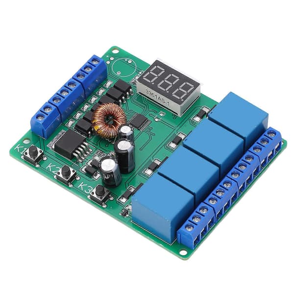 Programmerbar 4-veis relékontrollmodul med digitalt display for krets