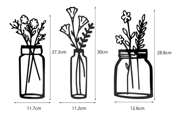 3-delad Blomväggdekor Minimalistisk Vas Väggkonst Tulpan