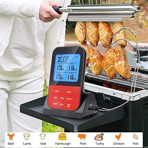 Trådløs vanntett BBQ-termometer, digitalt kjøtt- og steketermometer,