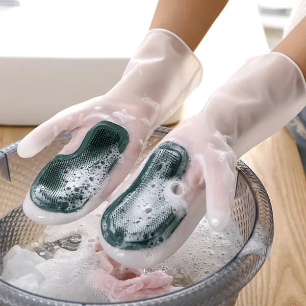 Nettoyage à domicile Gants imperméables en silicone Brosse