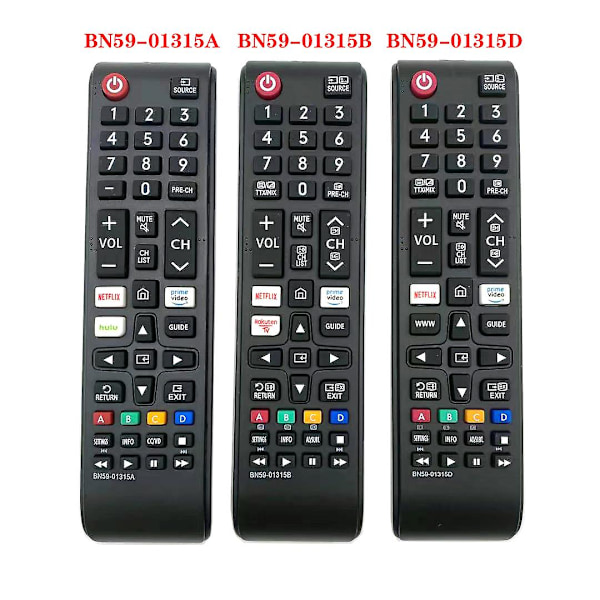 Universa Bn59-01315a Bn59-01315d Bn59-01315b TV-fjärrkontroll med Netflix Prime Video Rakuten TV-knapp för Samsung Smart TV BN59-01315B