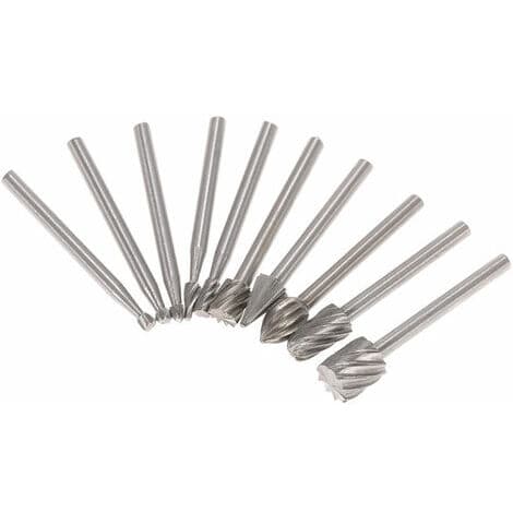 Elektriska sliptillbehör, roterande fräs HSS-fräsar, 10 st, 3 mm