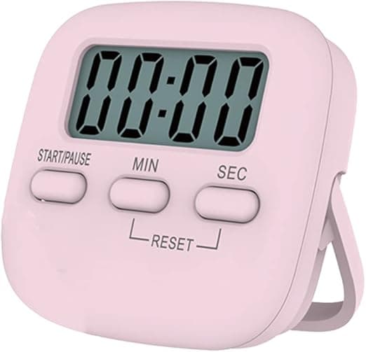 Pink digitalt køkkenur, timer med stativ og hængehul