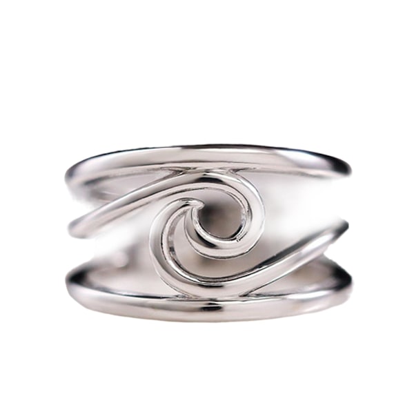 Dame Ring Elektroplettering Letvægts Kunstnerisk Bølgedesign Fingerring Til Fest US 6