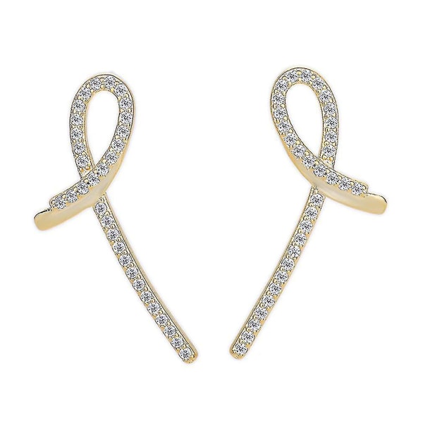 ear Studs Bow Yellow Golden S925 Needle Diamond Earrings For Exhibition