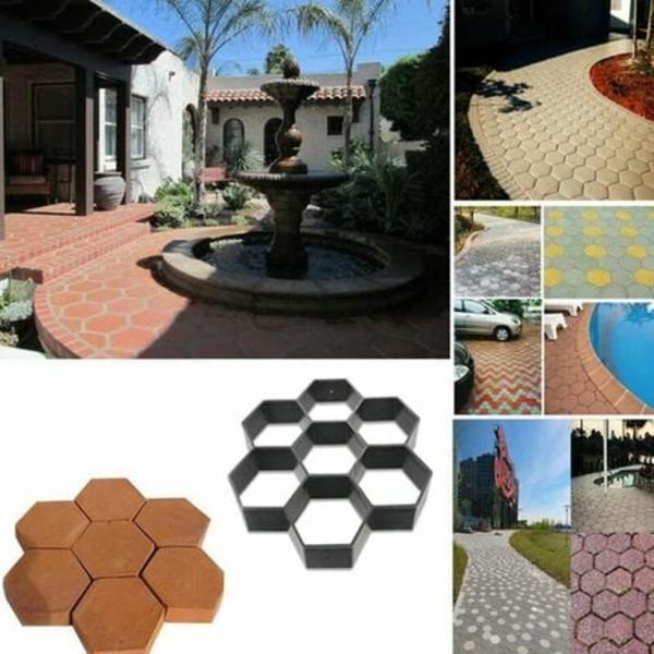 Återanvändbar Hexagonform för Betongplattor, Trappsteg, Cementsten för Trottoar, Uppfart, Patio, Trädgård, Väg 29.3*28*4.5