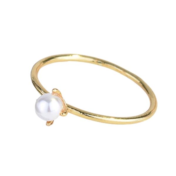 Kvinde Ring Attraktiv Dekorativ Mini Faux Perle Finger Ring Til Forlovelse US 8