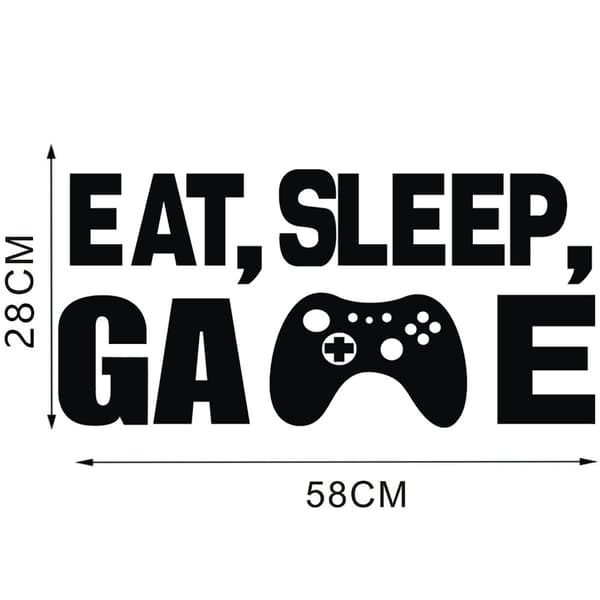 Spis Sov Spil Vægsticker (Sort, 28cm B x 58cm H), Videospil