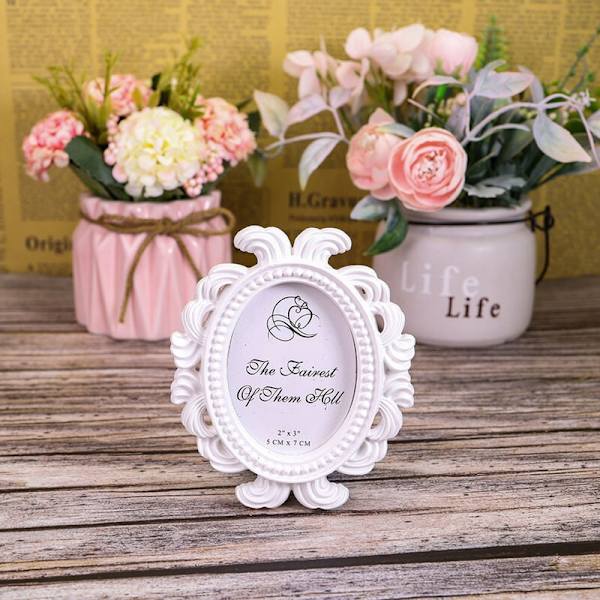 Hvit (9,5X8cm) Lite Retro Oval Barokk Bilde Ramme Nattbord Skrivebord Ornament for Hjem og Hage Dekorasjon