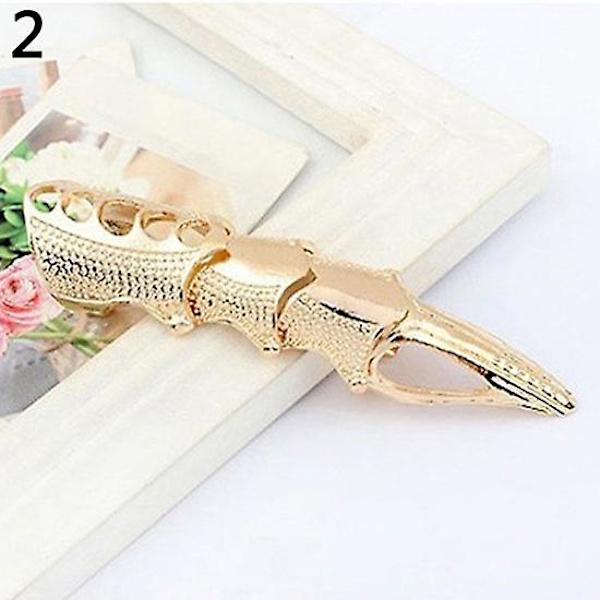 Herr & Dam Gothic Punk Knuckle Full Finger Claw Ring Statement Smycke Gold