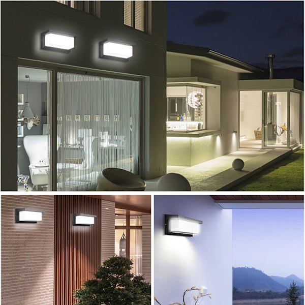 Hengda LED-seinävalaisin 18W anturi LED IP65 ulkovalaistus liiketunnistimella terassit puutarhat kylmä valkoinen - musta, ind