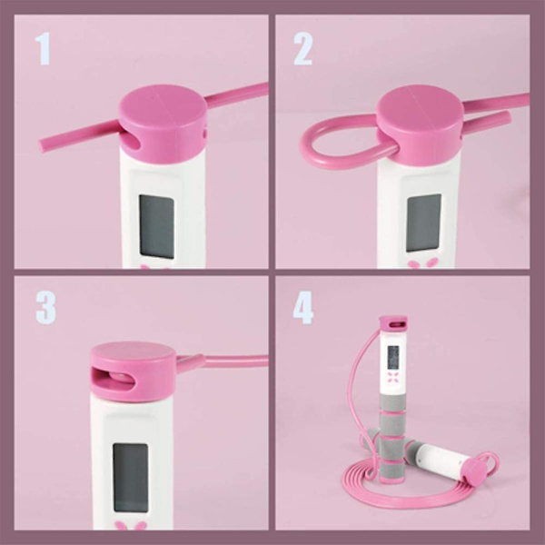 Hopprep, justerbar digital räknare hopprep för fitness, träning, träning, boxning, gym Pink And White