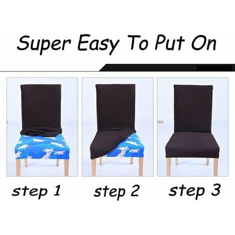 Sett med 4 Stretch Stolkseter for Spisestuestoler, Stretch Spandex med Elastisk Bånd Stolkseter, Stor Fløyels Spisestuestol