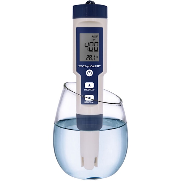 EZ9909PH Multifunktionel PH-Testpen Vandkvalitetstester PH Salt Temperatur TDS EC Fem i En