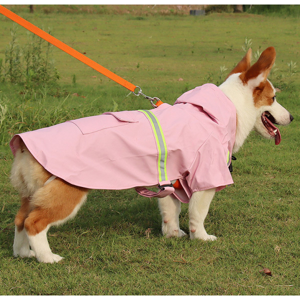 Hættetrøje Stor Hund Regn Poncho Reflekterende Vandafvisende Hund Regnjakke Kæledyrs Tøj - Pink 3XL 14 - 24kg