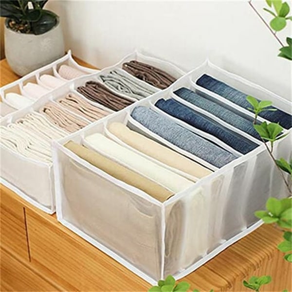 Set med 3 Kommod Låda Organizer Förvaringslåda med fack för jeans Garderob Kläder Låda Mesh Divider Box 7 Grid