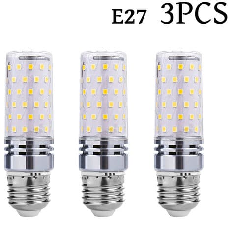3 STK LED-pære lysekronepære 3000K varmhvitt lys E27-12W